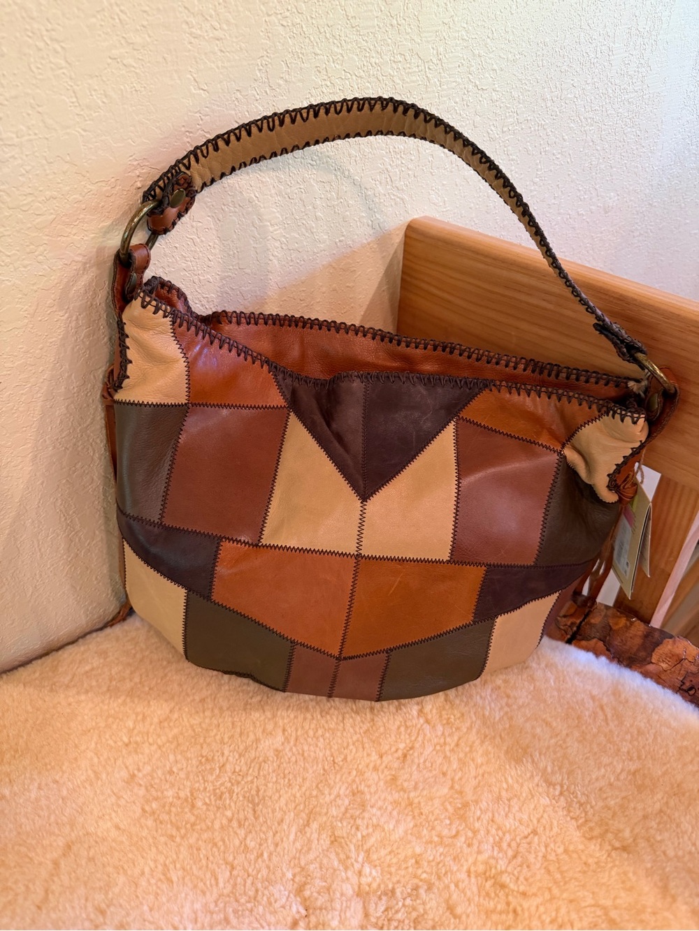 NEW PATRICIA NASH Vincenzo Zig Zag Patchwork Hobo Purse Leather